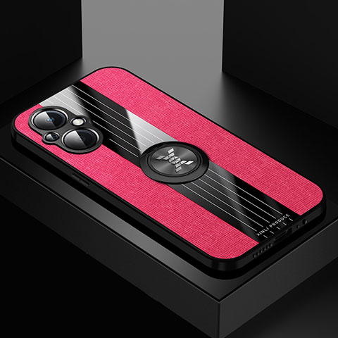 Funda Silicona Carcasa Ultrafina Goma con Magnetico Anillo de dedo Soporte X01L para Oppo Reno7 Z 5G Rojo