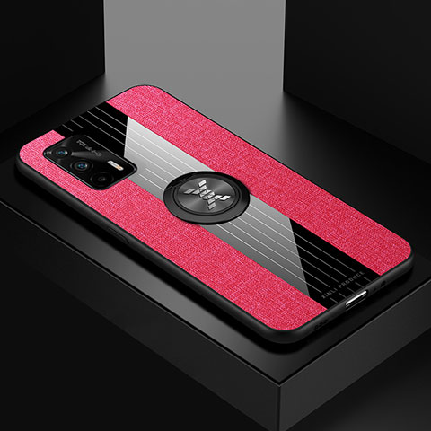 Funda Silicona Carcasa Ultrafina Goma con Magnetico Anillo de dedo Soporte X01L para Realme GT Neo 2T 5G Rojo