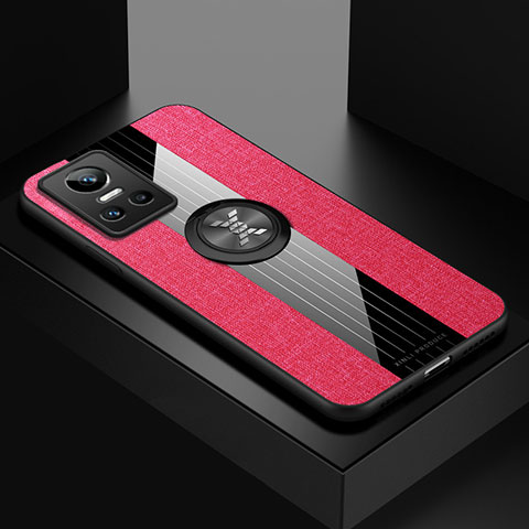 Funda Silicona Carcasa Ultrafina Goma con Magnetico Anillo de dedo Soporte X01L para Realme GT Neo3 5G Rojo