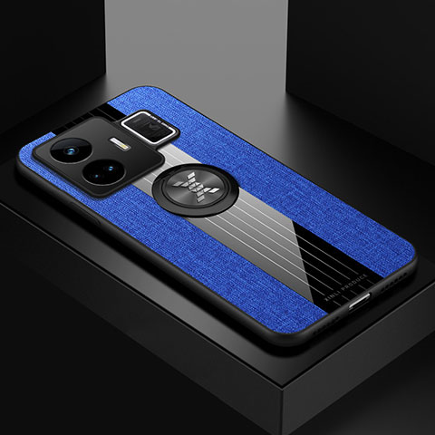 Funda Silicona Carcasa Ultrafina Goma con Magnetico Anillo de dedo Soporte X01L para Realme GT Neo5 5G Azul