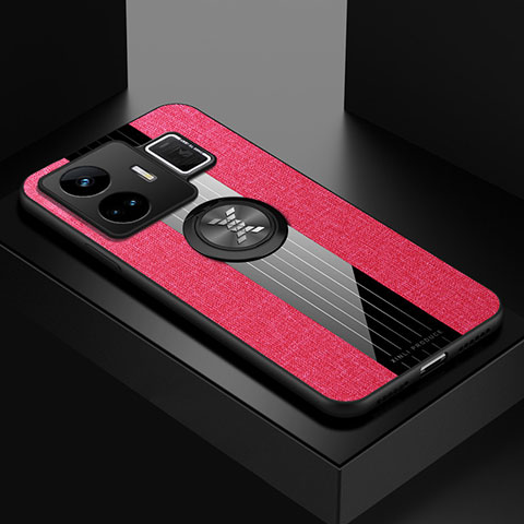 Funda Silicona Carcasa Ultrafina Goma con Magnetico Anillo de dedo Soporte X01L para Realme GT Neo6 5G Rojo