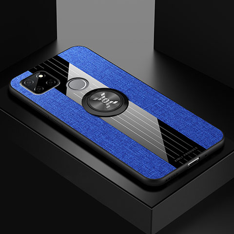 Funda Silicona Carcasa Ultrafina Goma con Magnetico Anillo de dedo Soporte X01L para Realme Q2i 5G Azul