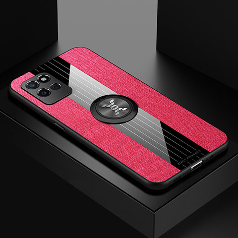 Funda Silicona Carcasa Ultrafina Goma con Magnetico Anillo de dedo Soporte X01L para Realme V11s 5G Rojo