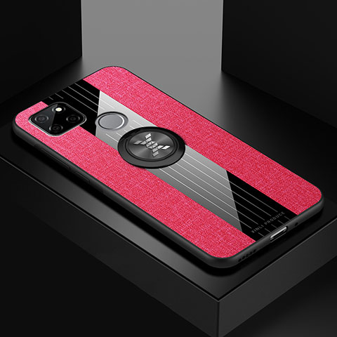 Funda Silicona Carcasa Ultrafina Goma con Magnetico Anillo de dedo Soporte X01L para Realme V3 5G Rojo