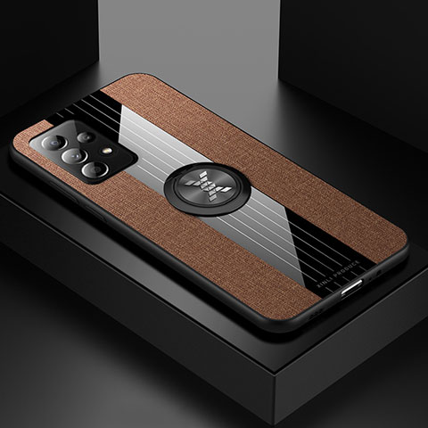 Funda Silicona Carcasa Ultrafina Goma con Magnetico Anillo de dedo Soporte X01L para Samsung Galaxy A52s 5G Marron