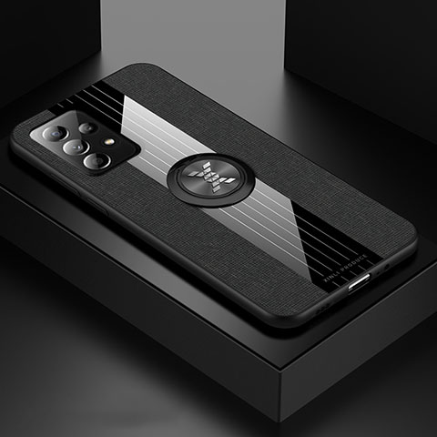 Funda Silicona Carcasa Ultrafina Goma con Magnetico Anillo de dedo Soporte X01L para Samsung Galaxy A52s 5G Negro
