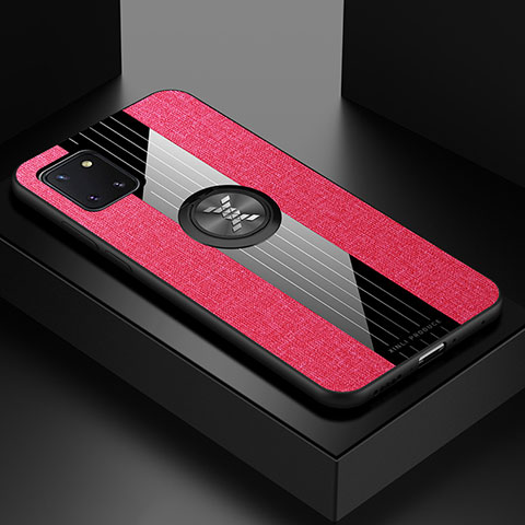 Funda Silicona Carcasa Ultrafina Goma con Magnetico Anillo de dedo Soporte X01L para Samsung Galaxy M60s Rojo