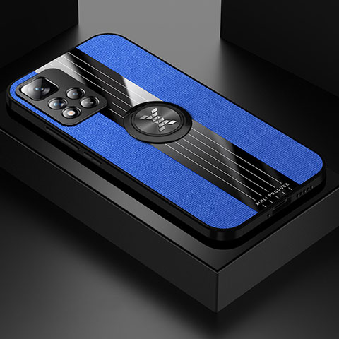 Funda Silicona Carcasa Ultrafina Goma con Magnetico Anillo de dedo Soporte X01L para Xiaomi Mi 11i 5G (2022) Azul