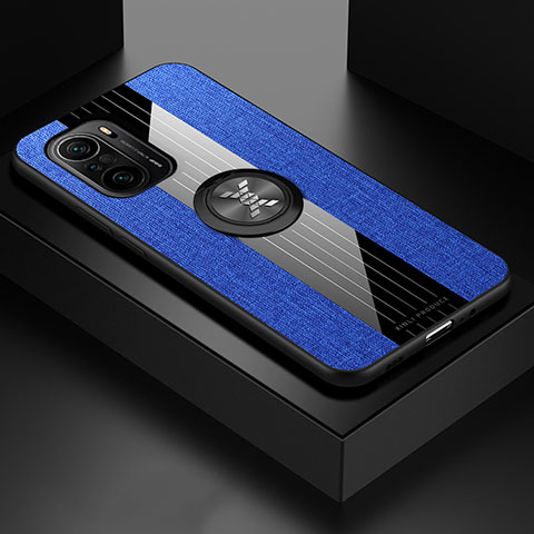 Funda Silicona Carcasa Ultrafina Goma con Magnetico Anillo de dedo Soporte X01L para Xiaomi Mi 11X 5G Azul