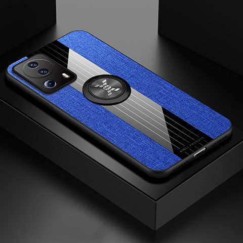 Funda Silicona Carcasa Ultrafina Goma con Magnetico Anillo de dedo Soporte X01L para Xiaomi Mi 12 Lite NE 5G Azul