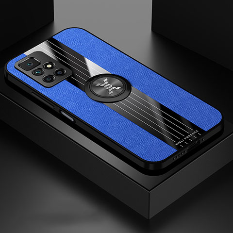 Funda Silicona Carcasa Ultrafina Goma con Magnetico Anillo de dedo Soporte X01L para Xiaomi Redmi 10 (2022) Azul