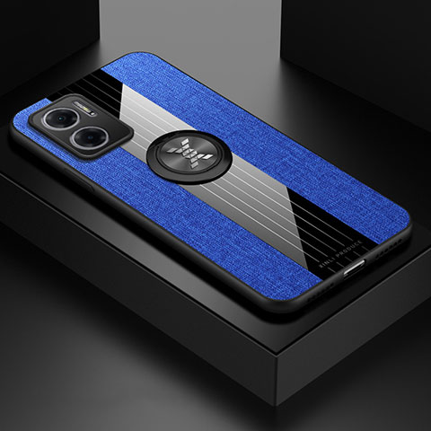 Funda Silicona Carcasa Ultrafina Goma con Magnetico Anillo de dedo Soporte X01L para Xiaomi Redmi 10 5G Azul