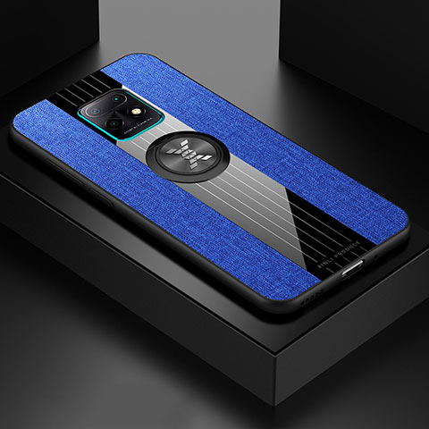 Funda Silicona Carcasa Ultrafina Goma con Magnetico Anillo de dedo Soporte X01L para Xiaomi Redmi 10X Pro 5G Azul