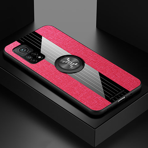 Funda Silicona Carcasa Ultrafina Goma con Magnetico Anillo de dedo Soporte X01L para Xiaomi Redmi K30S 5G Rojo