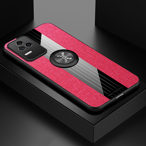 Funda Silicona Carcasa Ultrafina Goma con Magnetico Anillo de dedo Soporte X01L para Xiaomi Redmi K50 5G Rojo