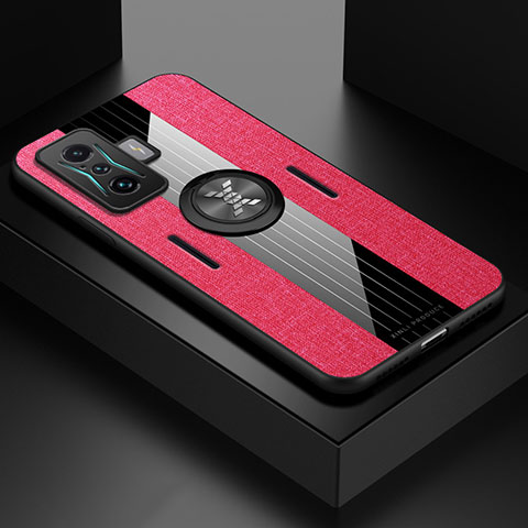 Funda Silicona Carcasa Ultrafina Goma con Magnetico Anillo de dedo Soporte X01L para Xiaomi Redmi K50 Gaming AMG F1 5G Rojo