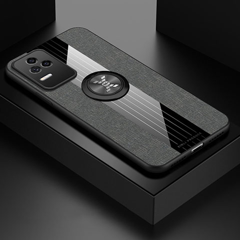 Funda Silicona Carcasa Ultrafina Goma con Magnetico Anillo de dedo Soporte X01L para Xiaomi Redmi K50 Pro 5G Gris