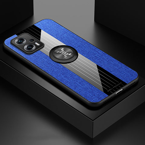 Funda Silicona Carcasa Ultrafina Goma con Magnetico Anillo de dedo Soporte X01L para Xiaomi Redmi K50i 5G Azul