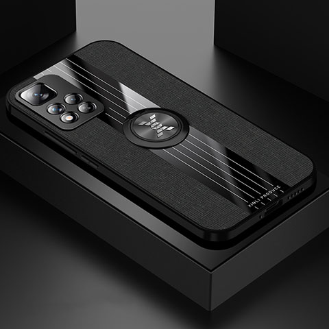 Funda Silicona Carcasa Ultrafina Goma con Magnetico Anillo de dedo Soporte X01L para Xiaomi Redmi Note 11 Pro+ Plus 5G Negro