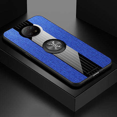 Funda Silicona Carcasa Ultrafina Goma con Magnetico Anillo de dedo Soporte X01L para Xiaomi Redmi Note 9 5G Azul