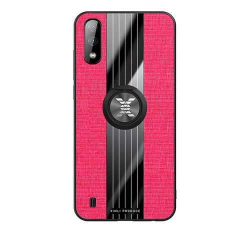 Funda Silicona Carcasa Ultrafina Goma con Magnetico Anillo de dedo Soporte X02L para Samsung Galaxy A01 SM-A015 Rojo