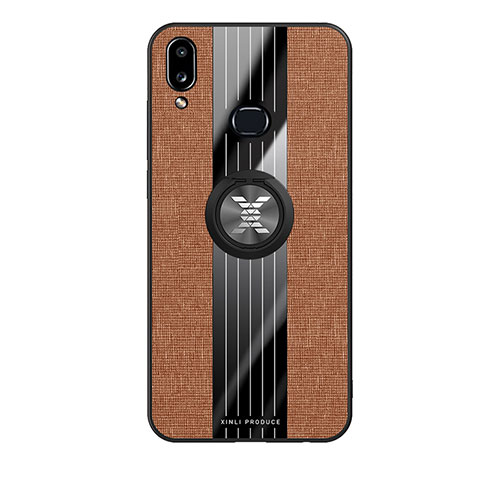 Funda Silicona Carcasa Ultrafina Goma con Magnetico Anillo de dedo Soporte X02L para Samsung Galaxy A10s Marron