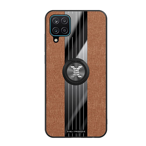 Funda Silicona Carcasa Ultrafina Goma con Magnetico Anillo de dedo Soporte X02L para Samsung Galaxy A12 5G Marron