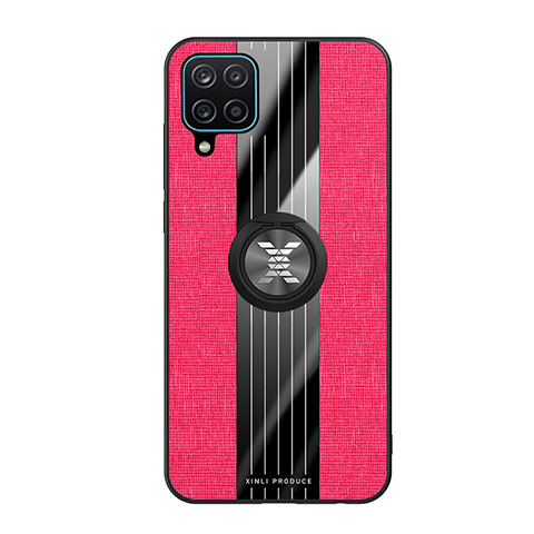 Funda Silicona Carcasa Ultrafina Goma con Magnetico Anillo de dedo Soporte X02L para Samsung Galaxy A12 Nacho Rojo