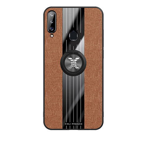 Funda Silicona Carcasa Ultrafina Goma con Magnetico Anillo de dedo Soporte X02L para Samsung Galaxy A20s Marron