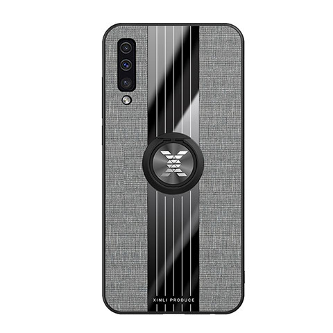 Funda Silicona Carcasa Ultrafina Goma con Magnetico Anillo de dedo Soporte X02L para Samsung Galaxy A30S Gris