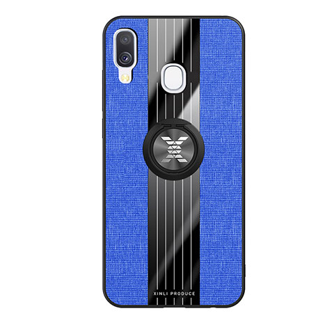 Funda Silicona Carcasa Ultrafina Goma con Magnetico Anillo de dedo Soporte X02L para Samsung Galaxy A40 Azul