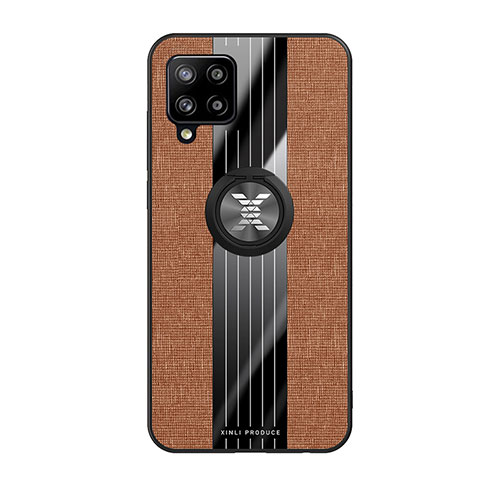 Funda Silicona Carcasa Ultrafina Goma con Magnetico Anillo de dedo Soporte X02L para Samsung Galaxy A42 5G Marron