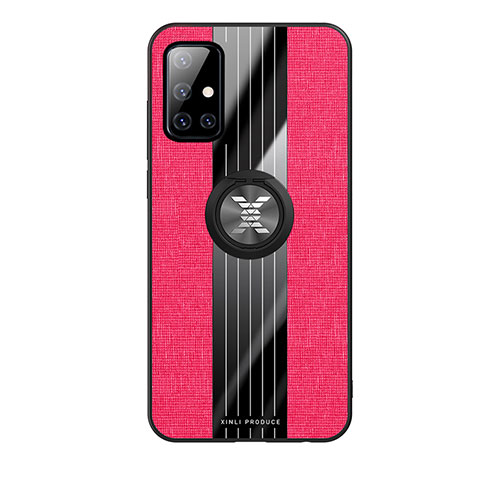 Funda Silicona Carcasa Ultrafina Goma con Magnetico Anillo de dedo Soporte X02L para Samsung Galaxy A51 4G Rojo