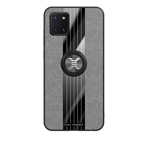 Funda Silicona Carcasa Ultrafina Goma con Magnetico Anillo de dedo Soporte X02L para Samsung Galaxy A81 Gris