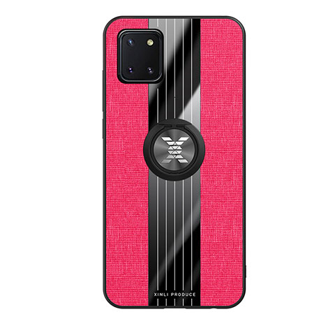 Funda Silicona Carcasa Ultrafina Goma con Magnetico Anillo de dedo Soporte X02L para Samsung Galaxy A81 Rojo