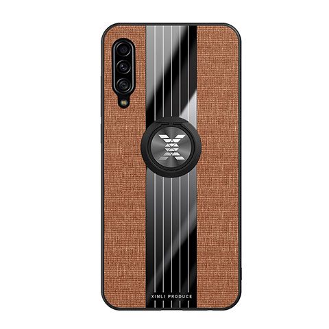 Funda Silicona Carcasa Ultrafina Goma con Magnetico Anillo de dedo Soporte X02L para Samsung Galaxy A90 5G Marron