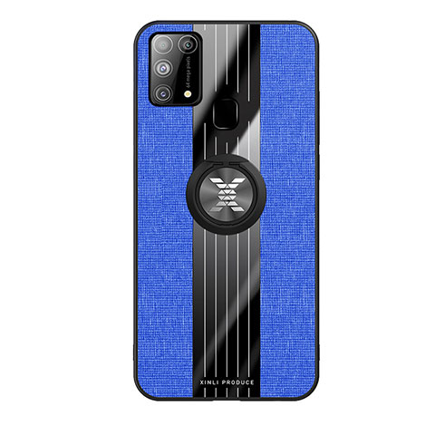 Funda Silicona Carcasa Ultrafina Goma con Magnetico Anillo de dedo Soporte X02L para Samsung Galaxy M31 Azul