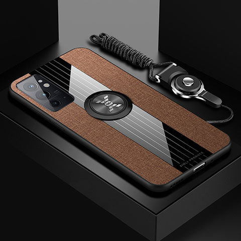 Funda Silicona Carcasa Ultrafina Goma con Magnetico Anillo de dedo Soporte X03L para OnePlus 9RT 5G Marron