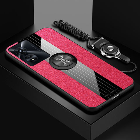 Funda Silicona Carcasa Ultrafina Goma con Magnetico Anillo de dedo Soporte X03L para Oppo A1 Pro 5G Rojo