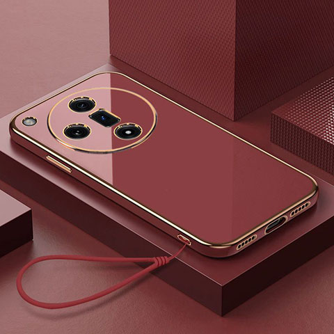 Funda Silicona Carcasa Ultrafina Goma con Magnetico Anillo de dedo Soporte X03L para Oppo Find X7 5G Rojo