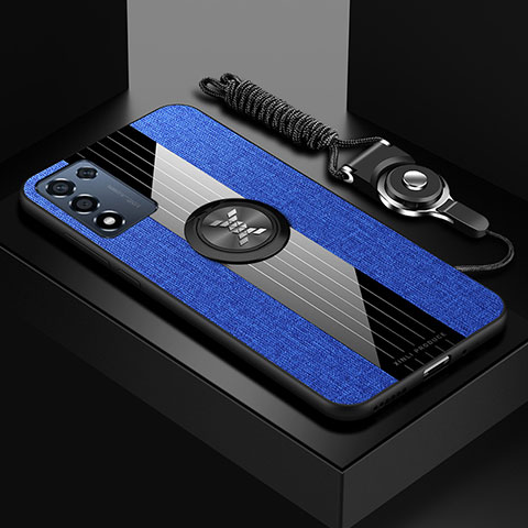 Funda Silicona Carcasa Ultrafina Goma con Magnetico Anillo de dedo Soporte X03L para Realme 9 SE 5G Azul