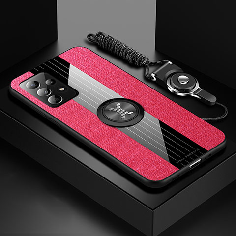 Funda Silicona Carcasa Ultrafina Goma con Magnetico Anillo de dedo Soporte X03L para Samsung Galaxy A72 5G Rojo