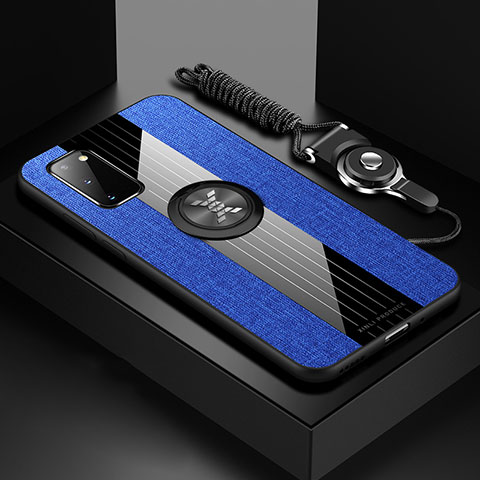 Funda Silicona Carcasa Ultrafina Goma con Magnetico Anillo de dedo Soporte X03L para Samsung Galaxy S20 5G Azul
