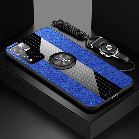 Funda Silicona Carcasa Ultrafina Goma con Magnetico Anillo de dedo Soporte X03L para Xiaomi Mi 11i 5G (2022) Azul