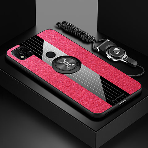 Funda Silicona Carcasa Ultrafina Goma con Magnetico Anillo de dedo Soporte X03L para Xiaomi POCO C31 Rojo