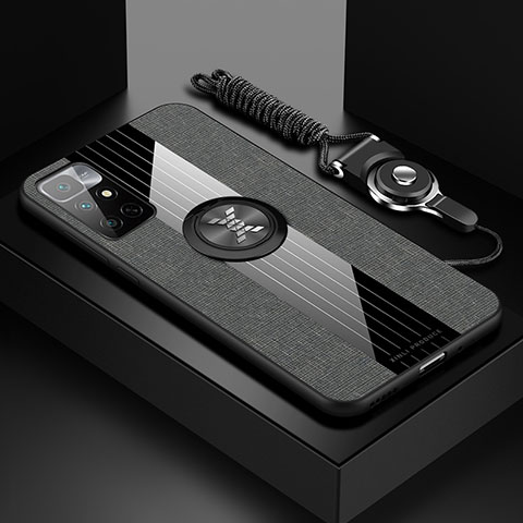 Funda Silicona Carcasa Ultrafina Goma con Magnetico Anillo de dedo Soporte X03L para Xiaomi Redmi 10 (2022) Gris