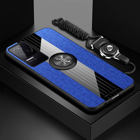 Funda Silicona Carcasa Ultrafina Goma con Magnetico Anillo de dedo Soporte X03L para Xiaomi Redmi K50 Pro 5G Azul