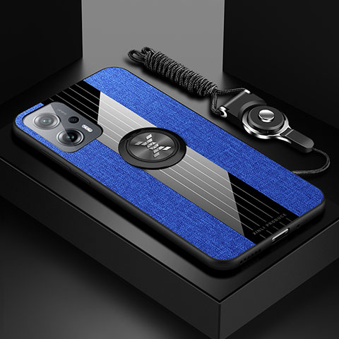 Funda Silicona Carcasa Ultrafina Goma con Magnetico Anillo de dedo Soporte X03L para Xiaomi Redmi Note 11T Pro 5G Azul