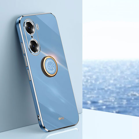 Funda Silicona Carcasa Ultrafina Goma con Magnetico Anillo de dedo Soporte XL1 para Huawei Honor 60 Pro 5G Azul