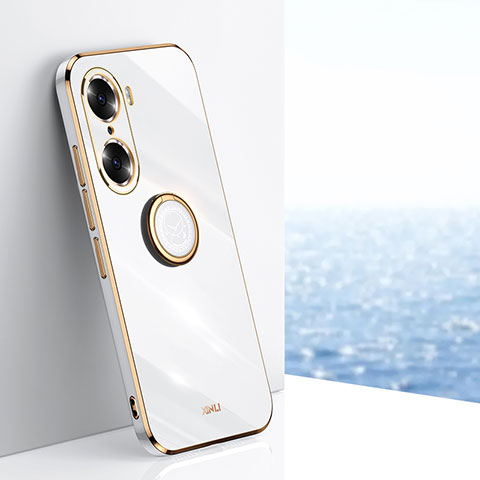 Funda Silicona Carcasa Ultrafina Goma con Magnetico Anillo de dedo Soporte XL1 para Huawei Honor 60 Pro 5G Blanco